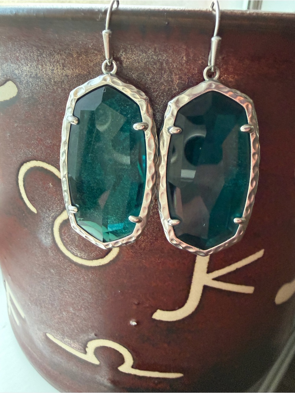 Kendra Scott Blue Green Elle Drop Earrings - Silver Frame